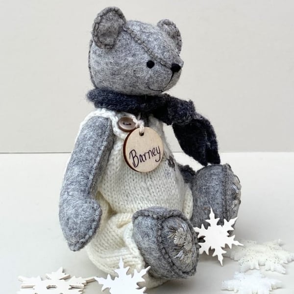 Teddy bear, dressed collectors teddy bear with hand embroidery, keepsake bear 