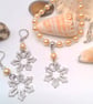 Enamel Snowflake on A Champagne Pearl and Crystal Necklace and Earrings Set - Image 10