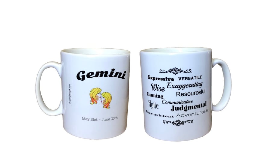 Gemini Star Sign Mug. Zodiac Mugs for Gemini's