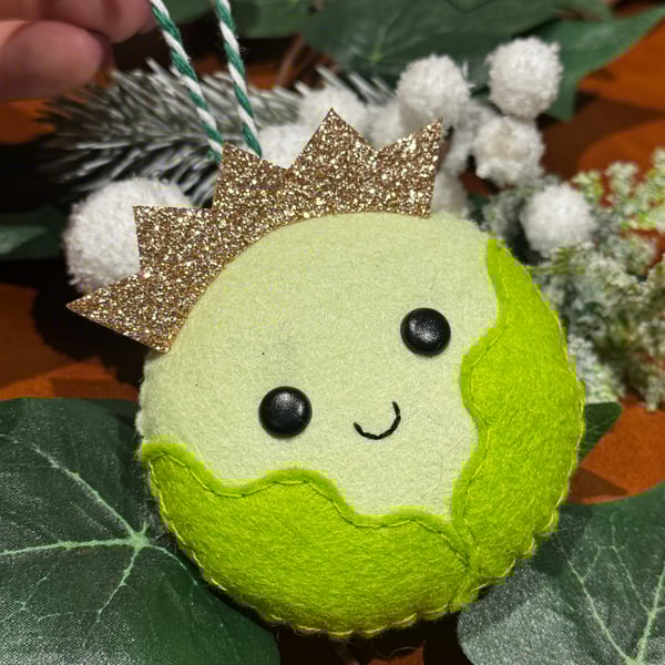 Festive Hand Sewn Felt Brussel Sprout Decoration 