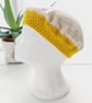 Crochet Beret Hat, Cream & Gold - Image 4