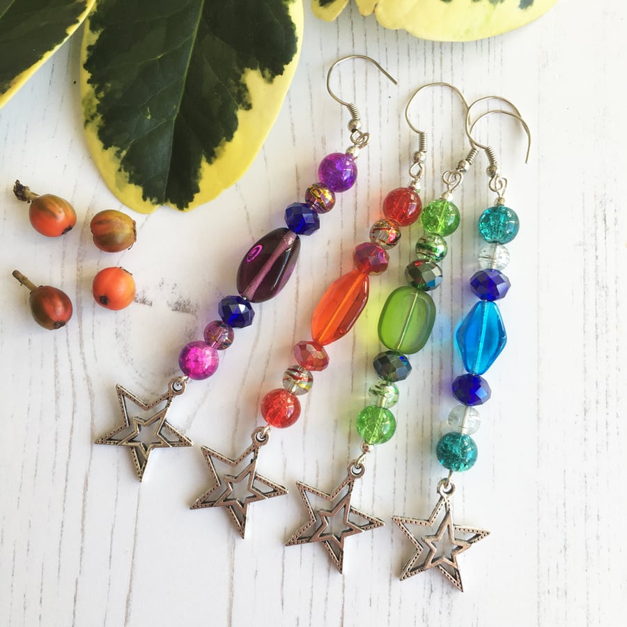 Christmas tree decorations. Set of 4 beaded danglers.