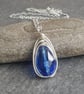 Cobalt blue teardrop necklace, Sterling silver chain - Image 6