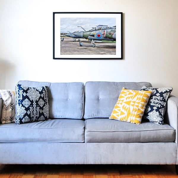 Buccaneer aircraft on runway print, vintage military aviation wall art