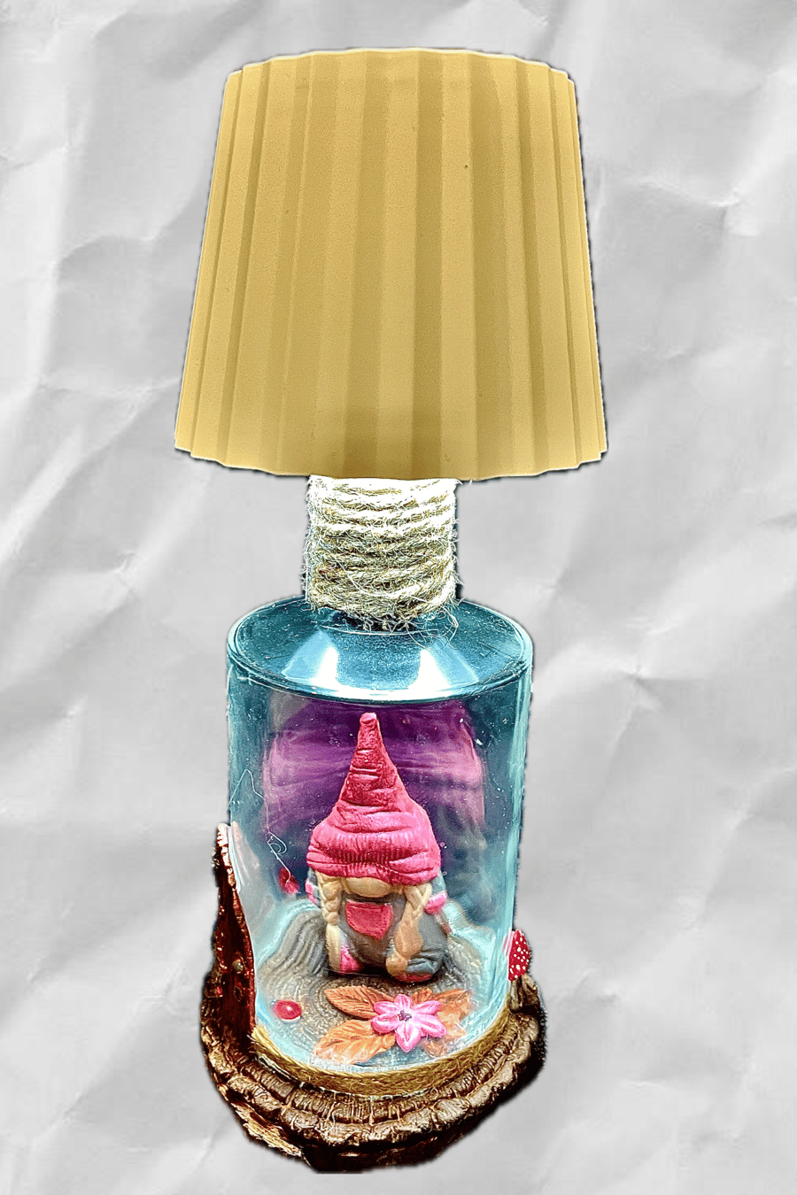 Bottle lamp with cute gonk