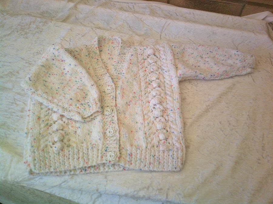 22 inch Cardigan with Bobble and Cable Design
