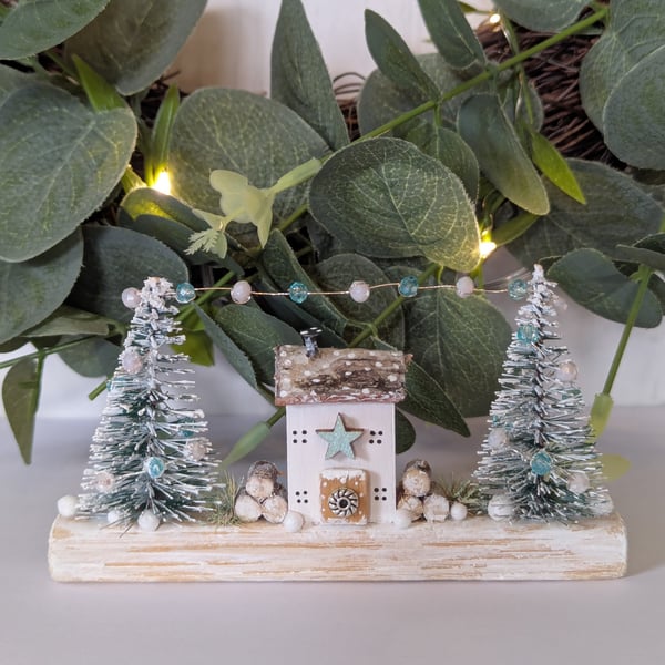 Fairy Lights and Snowy Nights - Handmade Wooden Christmas Decoration 