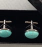 Men’s Turquoise Coloured Howlite Bezel Set Gunmetal Cufflinks Gift Boxed - Image 3