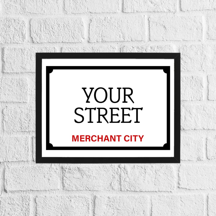 Personalised glossy street sign print: Glasgow