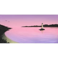 Lighthouse at Dawn Original Art - acrylic seascape painting on canvas