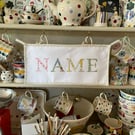 Personalised vintage style cotton banner