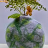 Felted "water lilies" wool decorative vase.