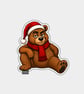 Unique Funny Christmas Sticker Xmas Decal - Cute Brown Bear