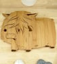 Highland Cow Chopping Board: Hagrid, Solid Bamboo Gift - UK Hand Made