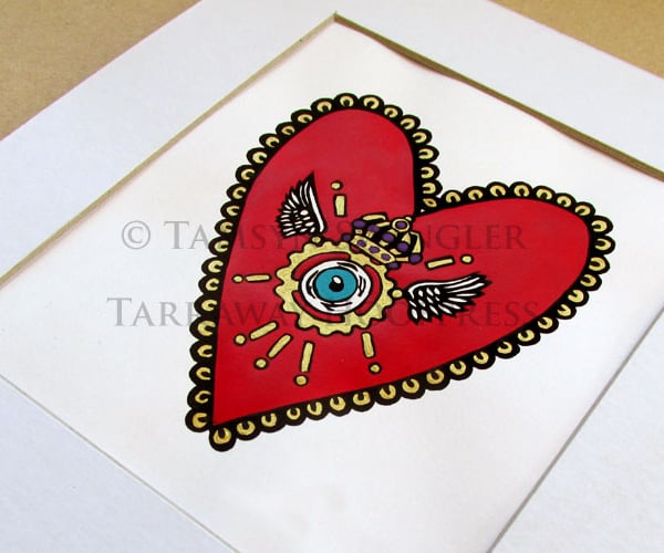 Sacred Steampunk Heart - Limited Edition - Lino Print