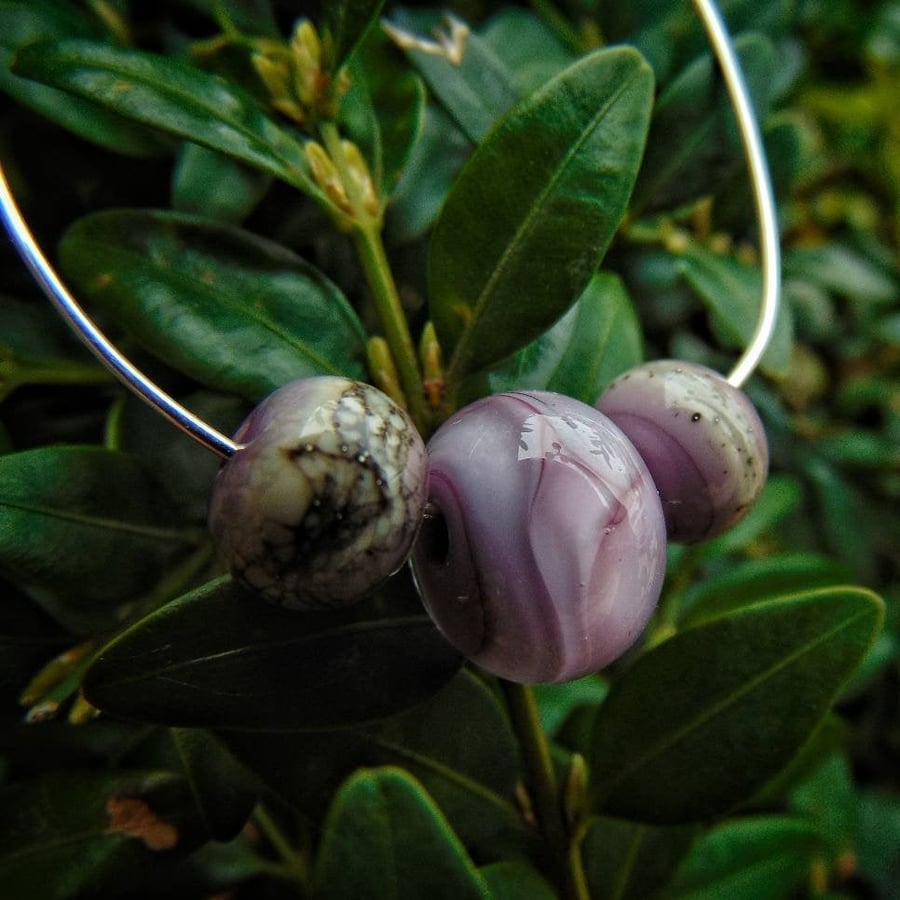 3PCS Purple Glass Handmade Lampwork Beads Jewellery Supplies Focal Beads