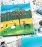 Whimsical Landscape with Sheep and Lyre, Countryside Painting, Cottage Style - Image 7