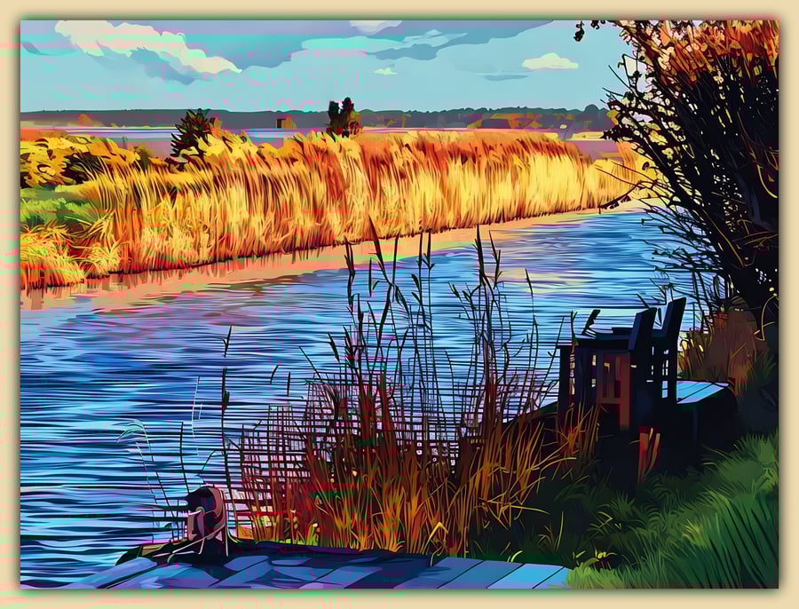 A Place To Sit Winter Walk Norfolk Fens Greeting Card A5