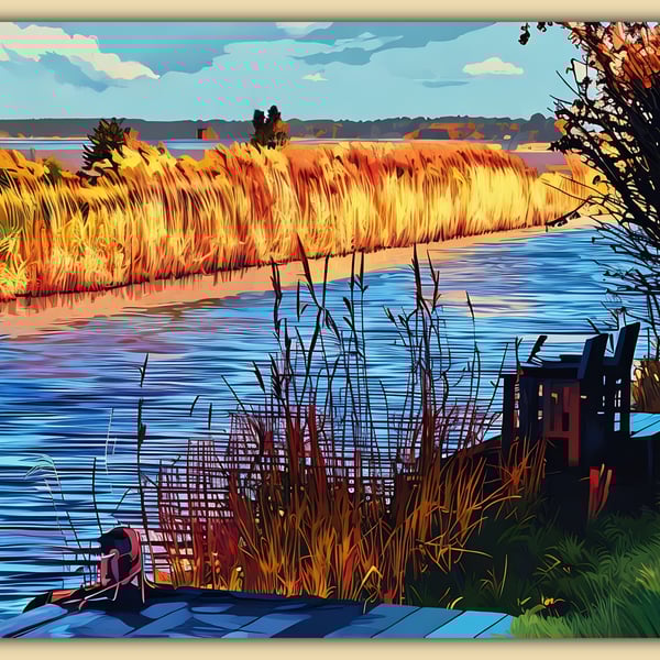 A Place To Sit Winter Walk Norfolk Fens Greeting Card A5