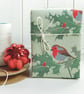 Robin and Holly Christmas Gift Wrap - Vintage Style, Retro Polka Dot - Image 3