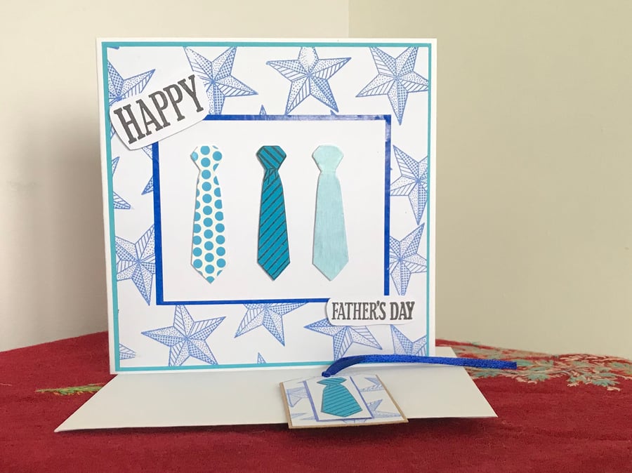BB34 Father’s Day Tie Card with Matching Gift Tag - Personalised Sentiment 