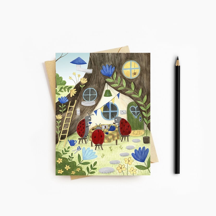 Ladybird Family Card - Blank Card - Greeting Card