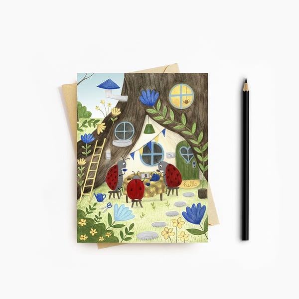 Ladybird Family Card - Blank Card - Greeting Card