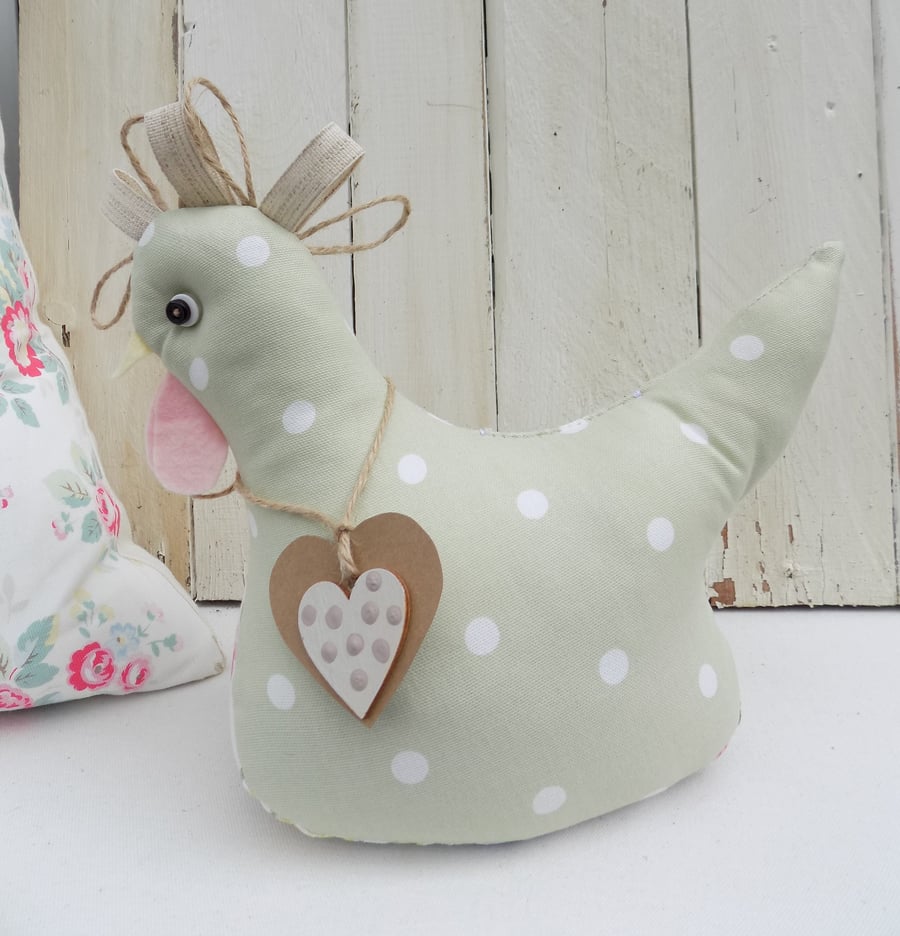 Green Polka Dot Chicken Hen DOORSTOP Unique Handmade Gifts