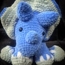 Handmade crochet triceratops plushie