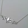 Flying Bat Filigree SIlver Plate Gothic Necklace