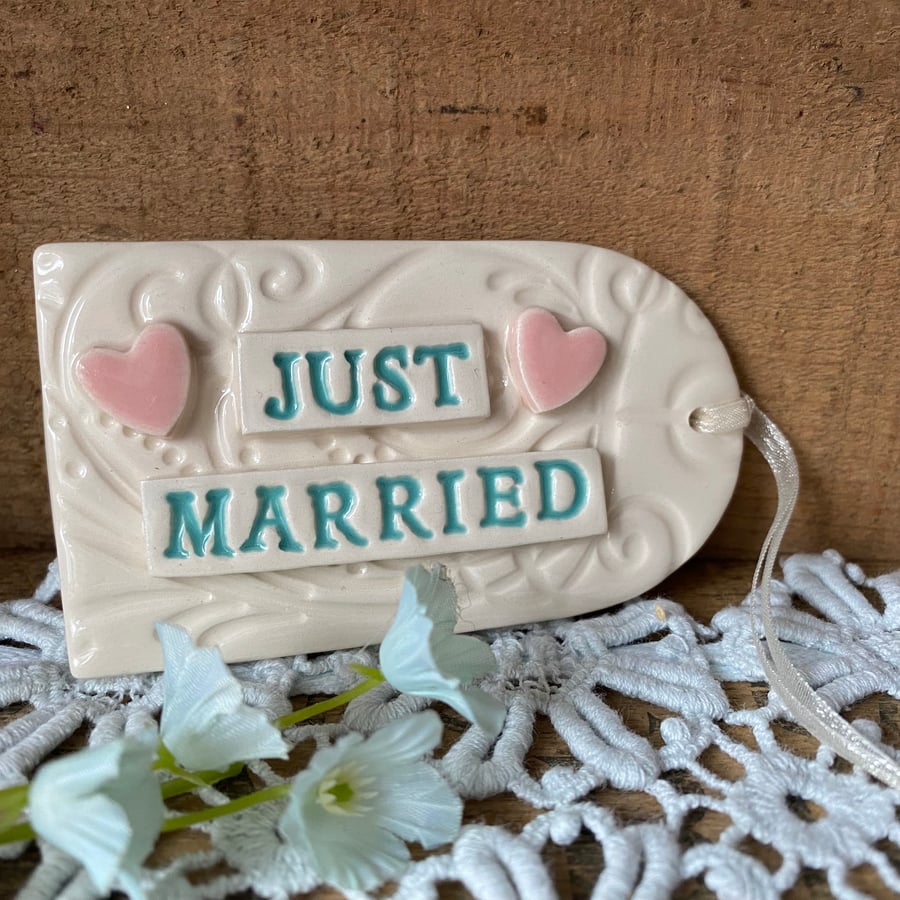 Pottery Wedding tag decoration special price pink hearts