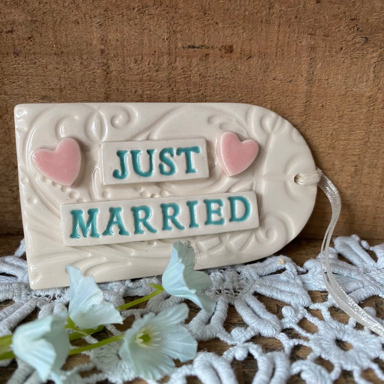 Pottery Wedding tag decoration special price pink hearts