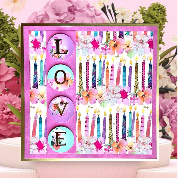 Card. Luxury Colourful Birthday card for him or her