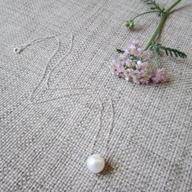 Ivory Freshwater Pearl Pendant Necklace, sterling silver