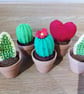 Crocheted plants in terracotta pot; Hoya, Snake Plant and Cactus - Image 1
