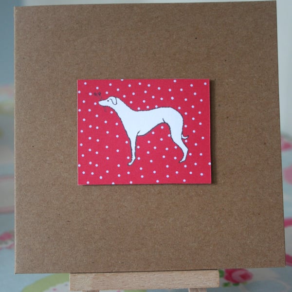 Handmade Christmas Red Whippet Dog Greetings Card - FREE P&P IN UK