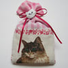 Pink Gingham Cat Lavender Sachet