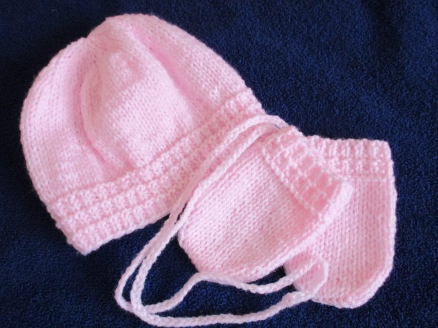 Baby Pink Hat & Mittens Set
