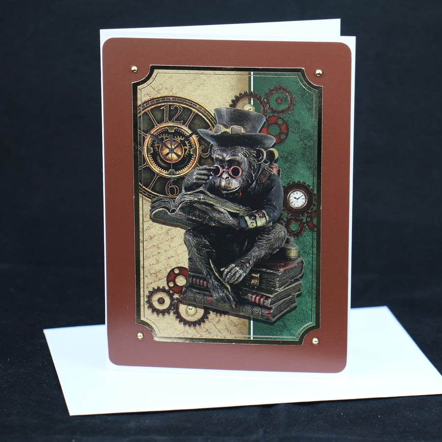 Monkey Steam Punk greeting card
