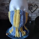 Crochet Aran Mask Neck Warmer - BlueYellow