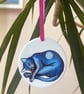 Lunar Cat ceramic ornament - blue cat decoration, stocking filler  - Image 4