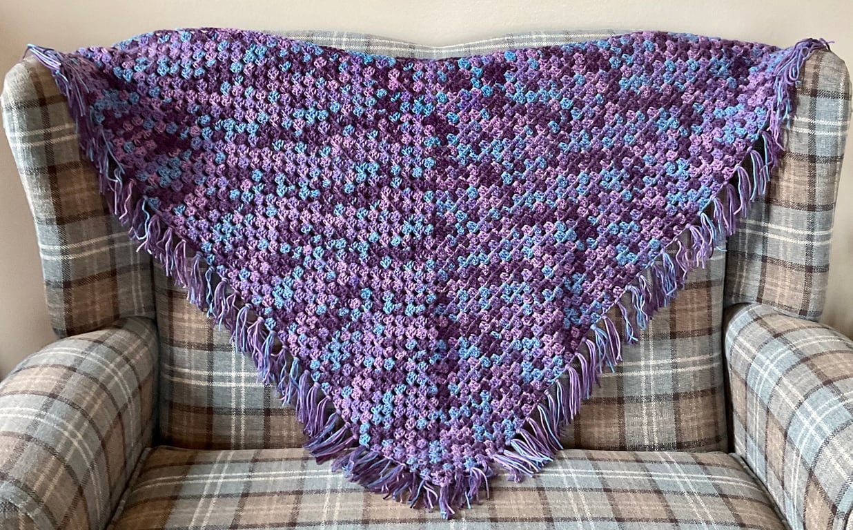 Granny Square Crocheted Shawl 