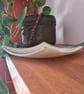 Cream and grey shallow fused glass dish - Folksy