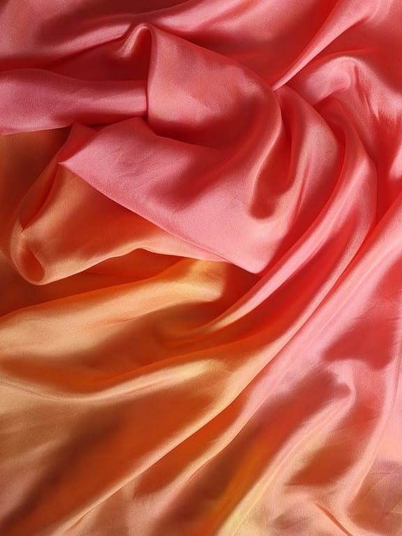 Silk Scarf Hand-Dyed Pink and Tangerine