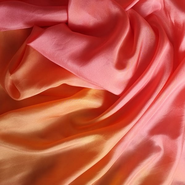 Silk Scarf Hand-Dyed Pink and Tangerine