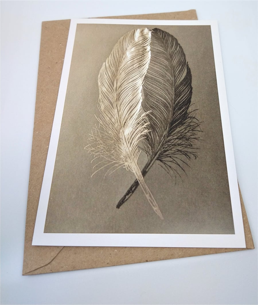 Two Feathers Greetings Card