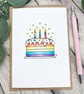 Rainbow Birthday Cake Card - Blank Card - Birthday Card - Image 3