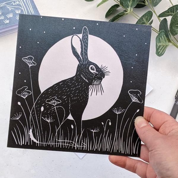 Moonlit Hare Greetings Card