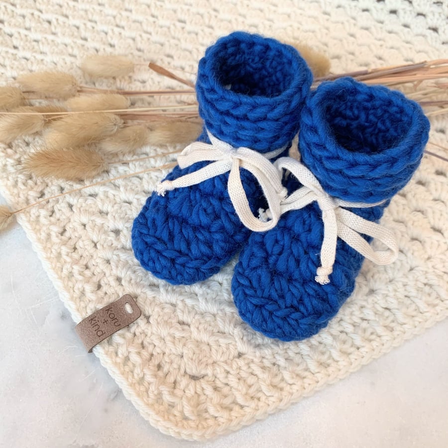 Tootsie Booties Chunky Wool Cobalt Blue