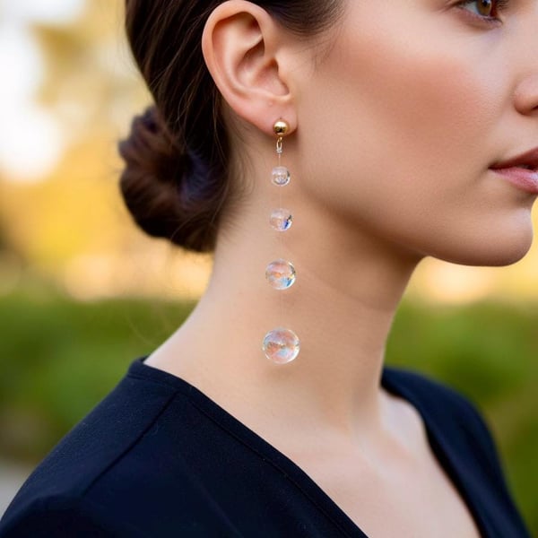 Iridescent Crystal Cascade Earrings: Modern Minimalist Statement Jewelry